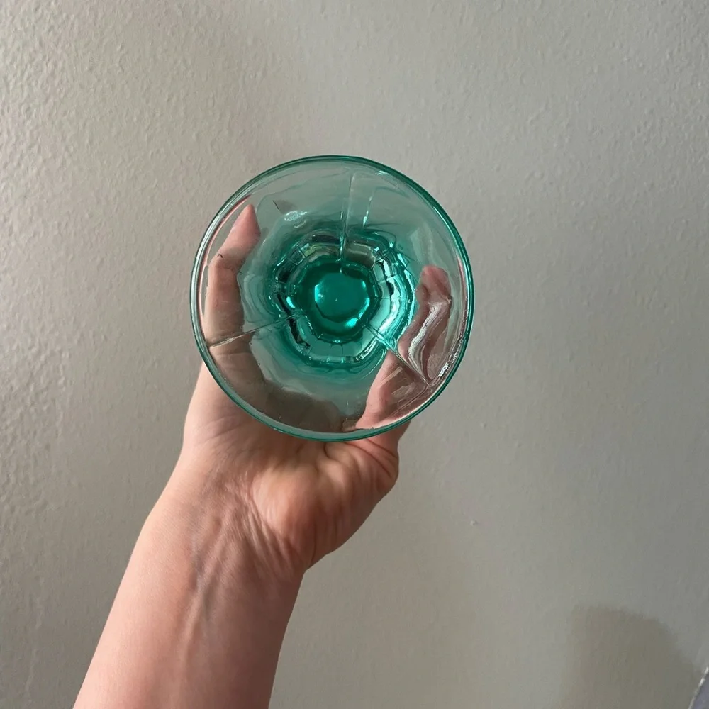 Noritake | Vintage 90s Aquamarine Swirl Ice Cream Chalice Glasses